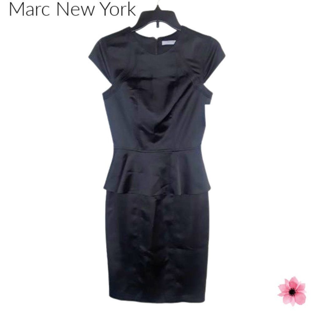 Andrew Marc Black Peplum Midi Dress - Picture 2 of 5